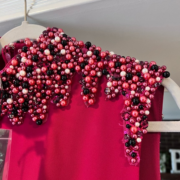 Badgley Mischka Beaded Mock Neck Gown - Picture 7 of 9